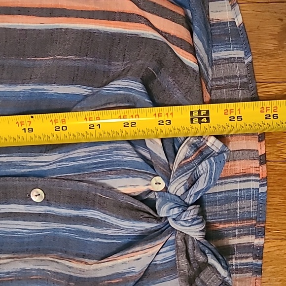 ZAC & RACHEL WOMEN'S LONG SLEEVE BLUE STRIPED FRONT BUTTON SHIRT SIZE MEDIUM - Picture 14 of 16
